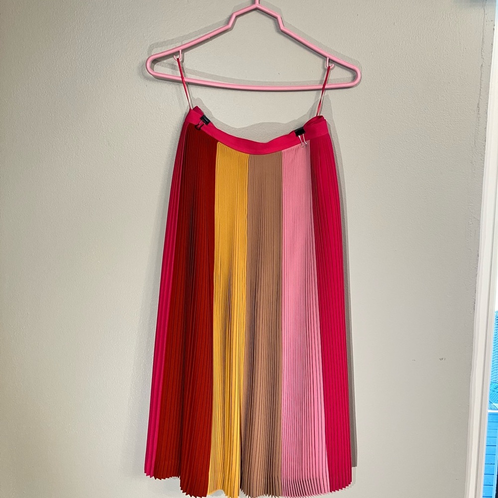 J Crew pleated skirt multi color with zipper.